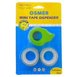 OSMER MINI TAPE DISPENSER 18mm x 12mm with 3 Rolls Tape